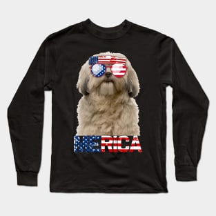 Merica Shih Tzu Dog American Flag 4Th Of July Long Sleeve T-Shirt